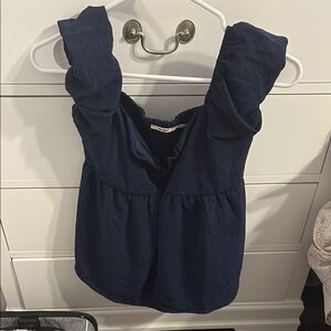 Miami Blue Flutter Sleeve Ruffled Blouse